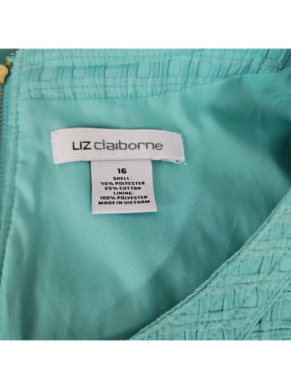Liz Claiborne Dress sz 16 Teal Basketweave Knee Length Pockets Lined Work Office - Picture 10 of 14